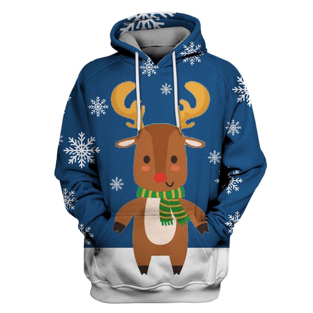 Christmas Santa Reindeer 3D All Over Print Hoodie Christmas Santa Reindeer 3D All Over Print Hoodie