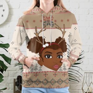 Christmas Santa Reindeers Black Girl 3D All Over Print Hoodie 3 od9a4v.jpg