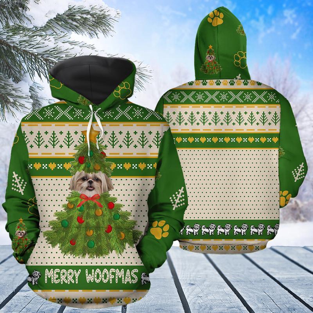 Christmas Shih Tzu Merry Woofmas 3D All Over Print Hoodie Christmas Shih Tzu Merry Woofmas 3D All Over Print Hoodie