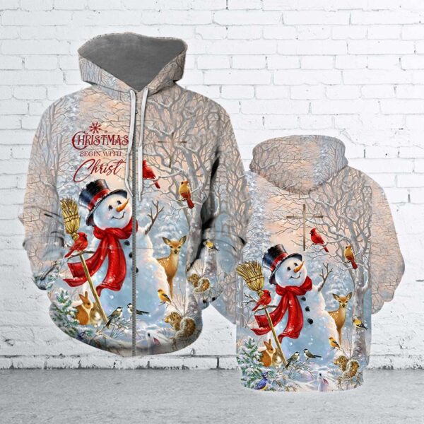 Christmas Snowman 3D All Over Print Hoodie
