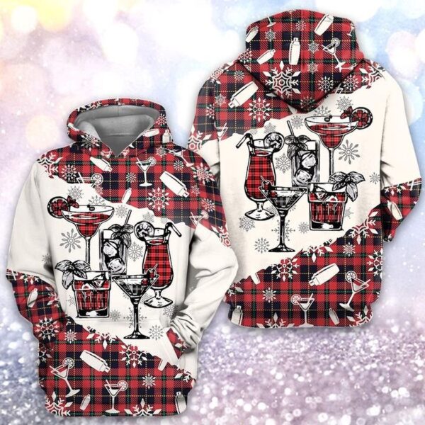 Christmas Tartan Bartender 3D All Over Print Hoodie