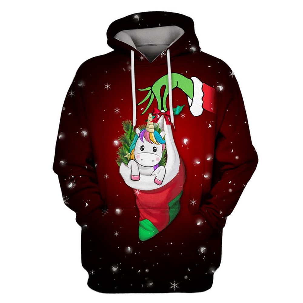 Christmas Unicorn 3D All Over Print Hoodie