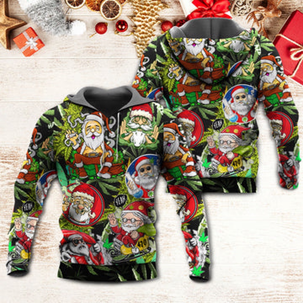 Christmas Weed Smoking Santa Hippie 3D All Over Print Hoodie Christmas Weed Smoking Santa Hippie 3D All Over Print Hoodie