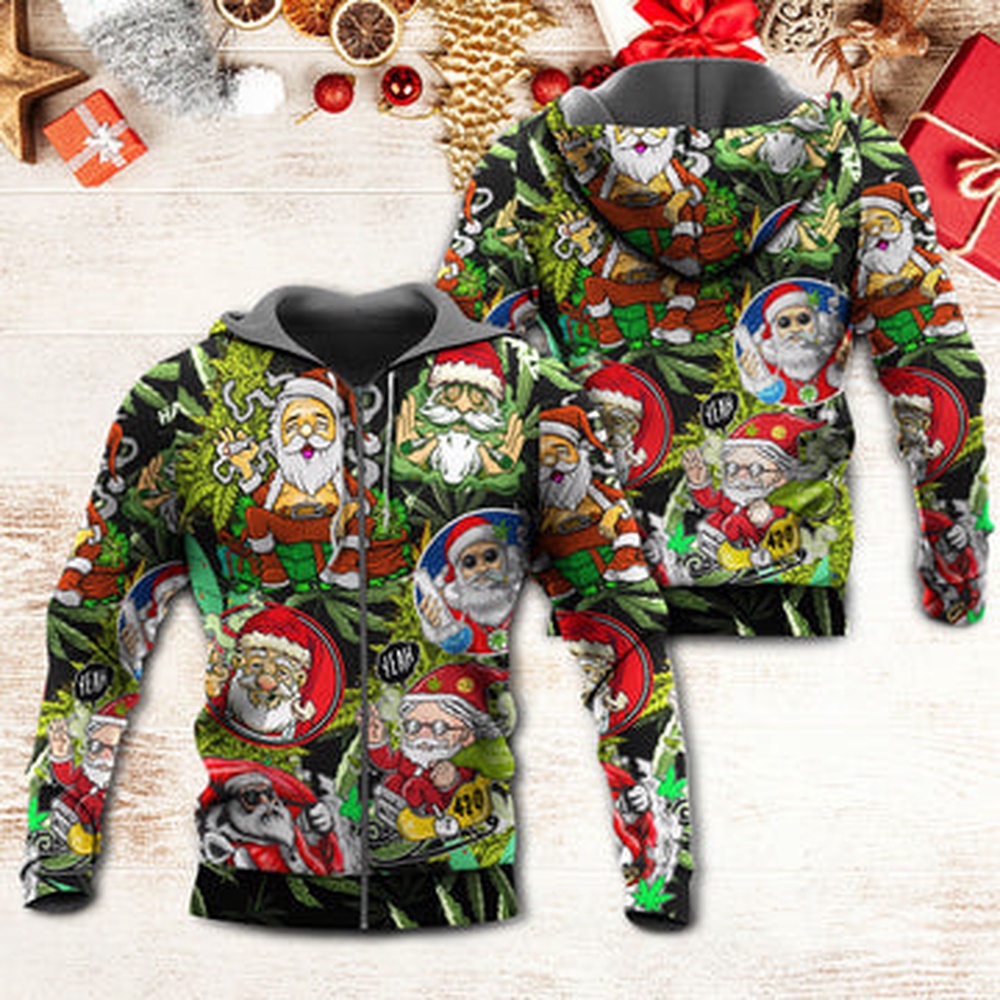 Christmas Weed Smoking Santa Hippie 3D All Over Print Hoodie Christmas Weed Smoking Santa Hippie 3D All Over Print Hoodie