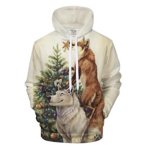 Christmas Wolf & Fox 3D All Over Print Hoodie