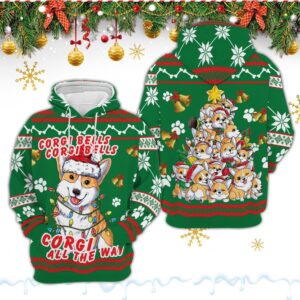 Corgi Dog Bells Christmas 3D All Over Print Hoodie 1 yausqf.jpg