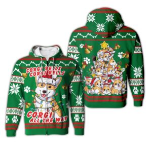 Corgi Dog Bells Christmas 3D All Over Print Hoodie 2 sol8ev.jpg