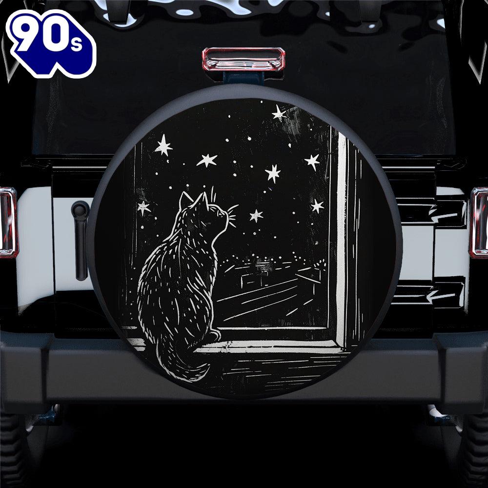 A Cat Sitting At The Window Car Spare Tire Covers Gift For Campers A Cat Sitting At The Window Car Spare Tire Covers Gift For Campers