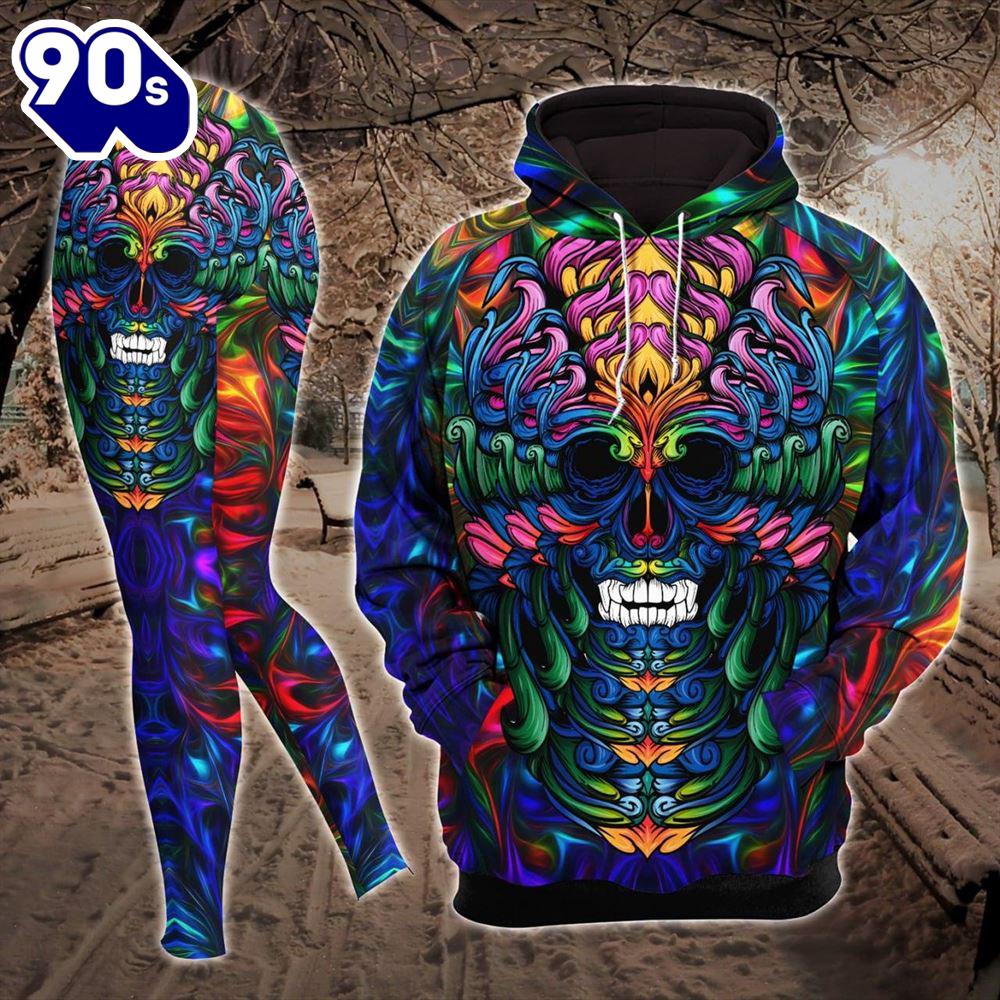 Abtract Gradient Skull Combo Hoodie And Leggings Abtract Gradient Skull Combo Hoodie And Leggings