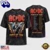 ACDC Angus Young Triangle Lightning Power Up Tour 2026 Vintage T Shirt, Viral 3D Music Tee
