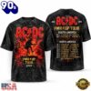 ACDC Fiery Stage Silhouette PWR UP Tour 2026 World Dates Vintage T Shirt, Viral 3D Music Tee