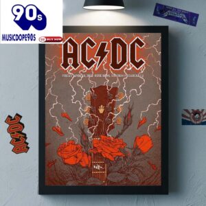ACDC Pasadena California 2025 For At Rose Bowl Stadium On April 18 2025 Thunder Guitar And Roseswork Canvas