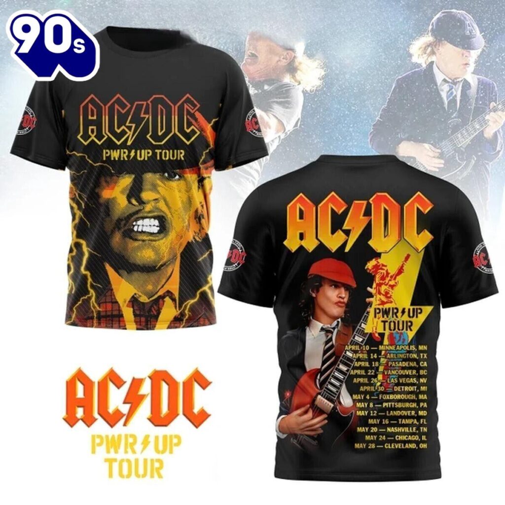 ACDC Pwr Up Tour 2025 The Schedule Hoodie T-Shirt - Musicdope90s