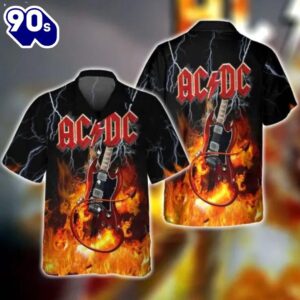 ACDC Thunderstruck Guitar Flames Hawaiian…