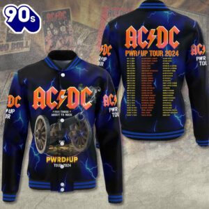 ACDC Tour 2024 PWR Up Varsity Jacket Gift Xmas