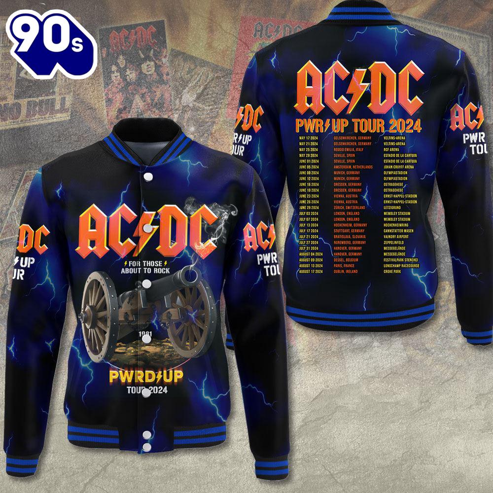 ACDC Tour 2024 PWR Up Varsity Jacket Gift Xmas ACDC Tour 2024 PWR Up Varsity Jacket Gift Xmas