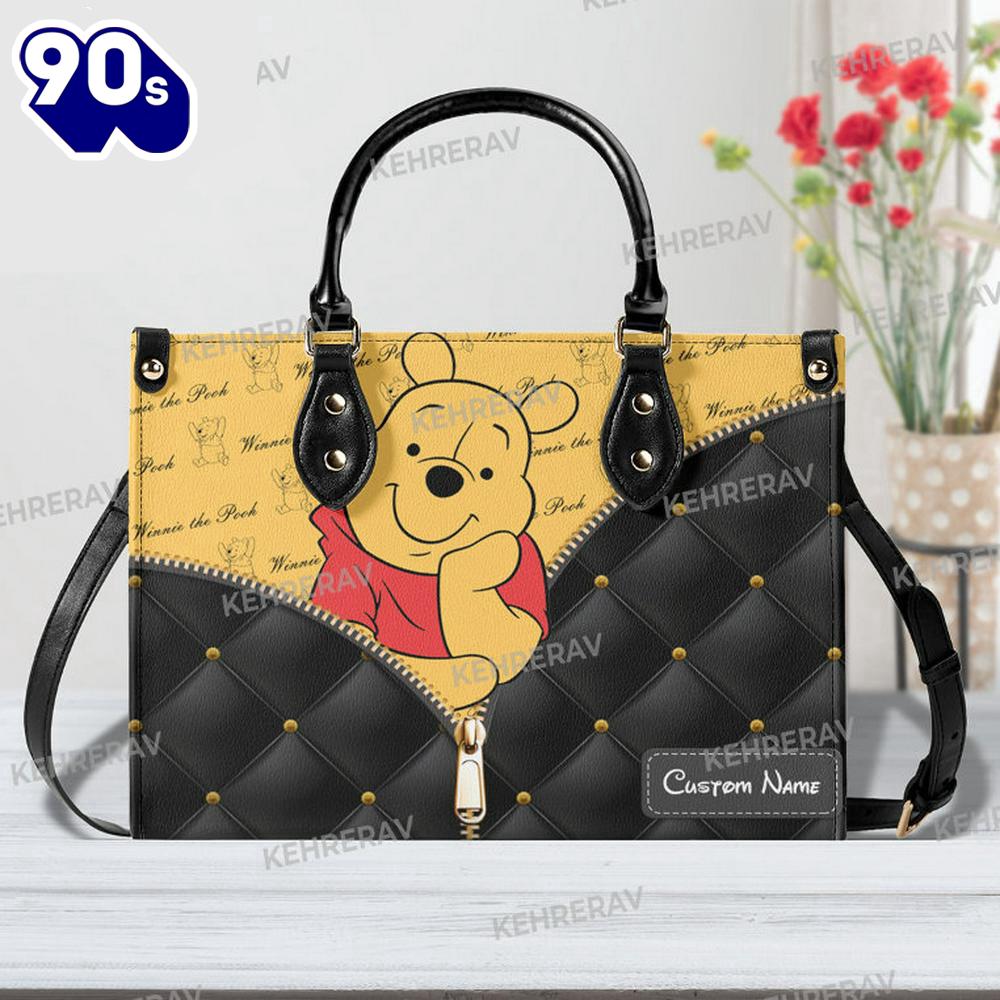 Adorable Winnie The Pooh Custom & Vintage Leather Handbag Adorable Winnie The Pooh Custom & Vintage Leather Handbag