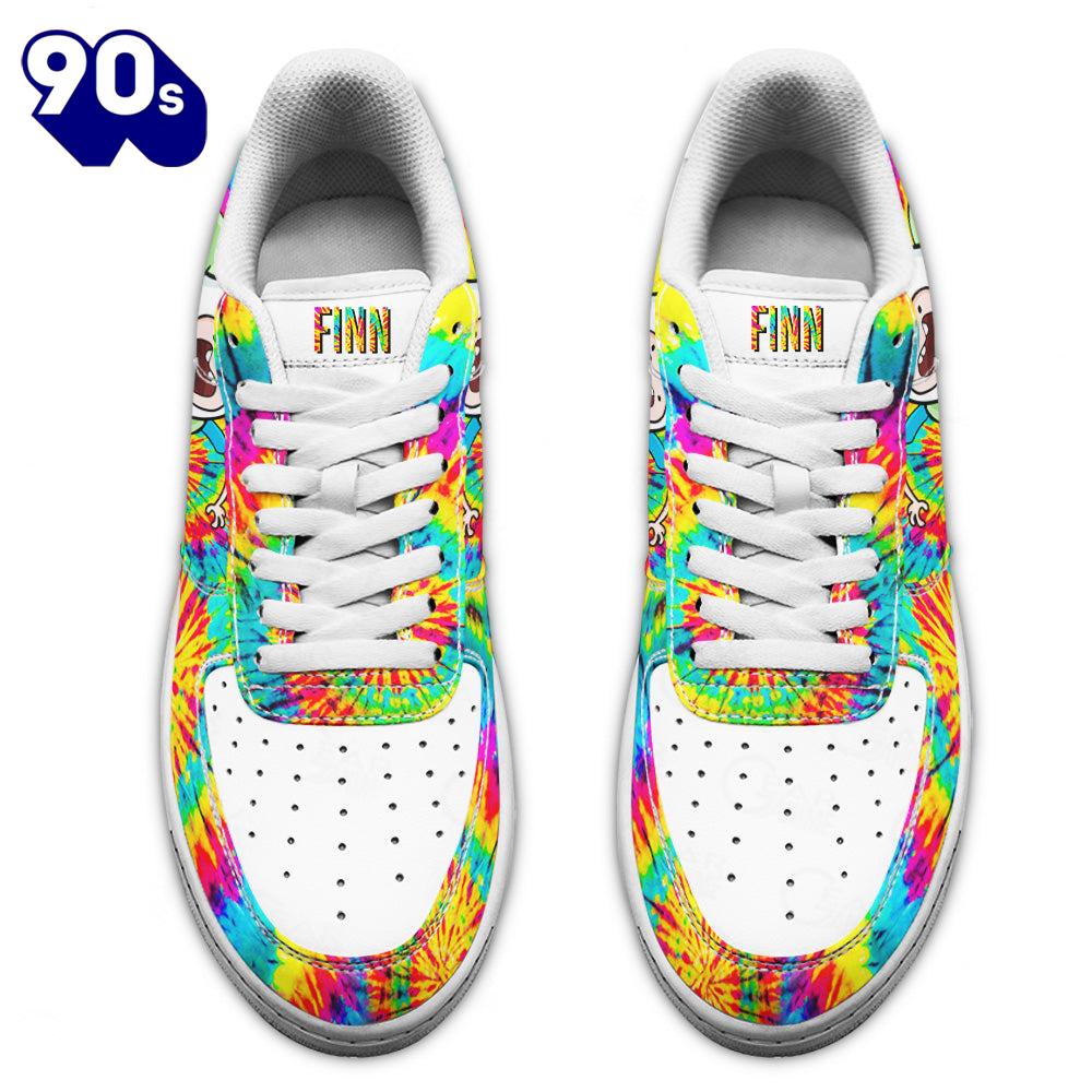 Adventure Time Finn The Human Air Sneakers Custom Tie Dye Style Adventure Time Finn The Human Air Sneakers Custom Tie Dye Style