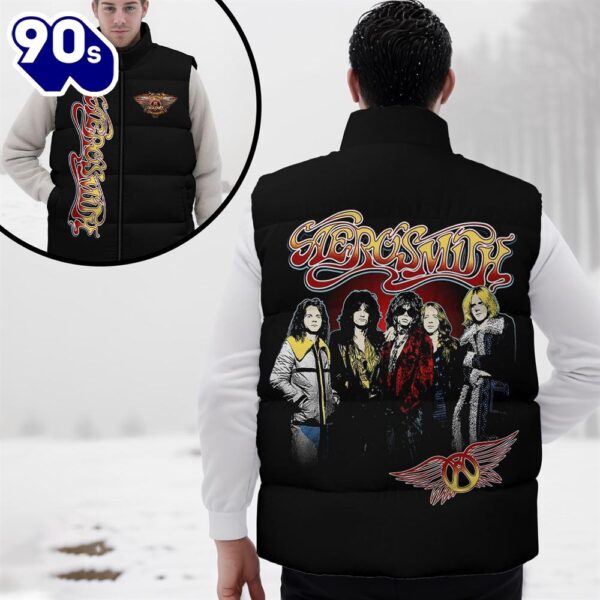 Aerosmith 2D Sleeveless Jacket Black Fans – Music Sleeveless Down Jacket