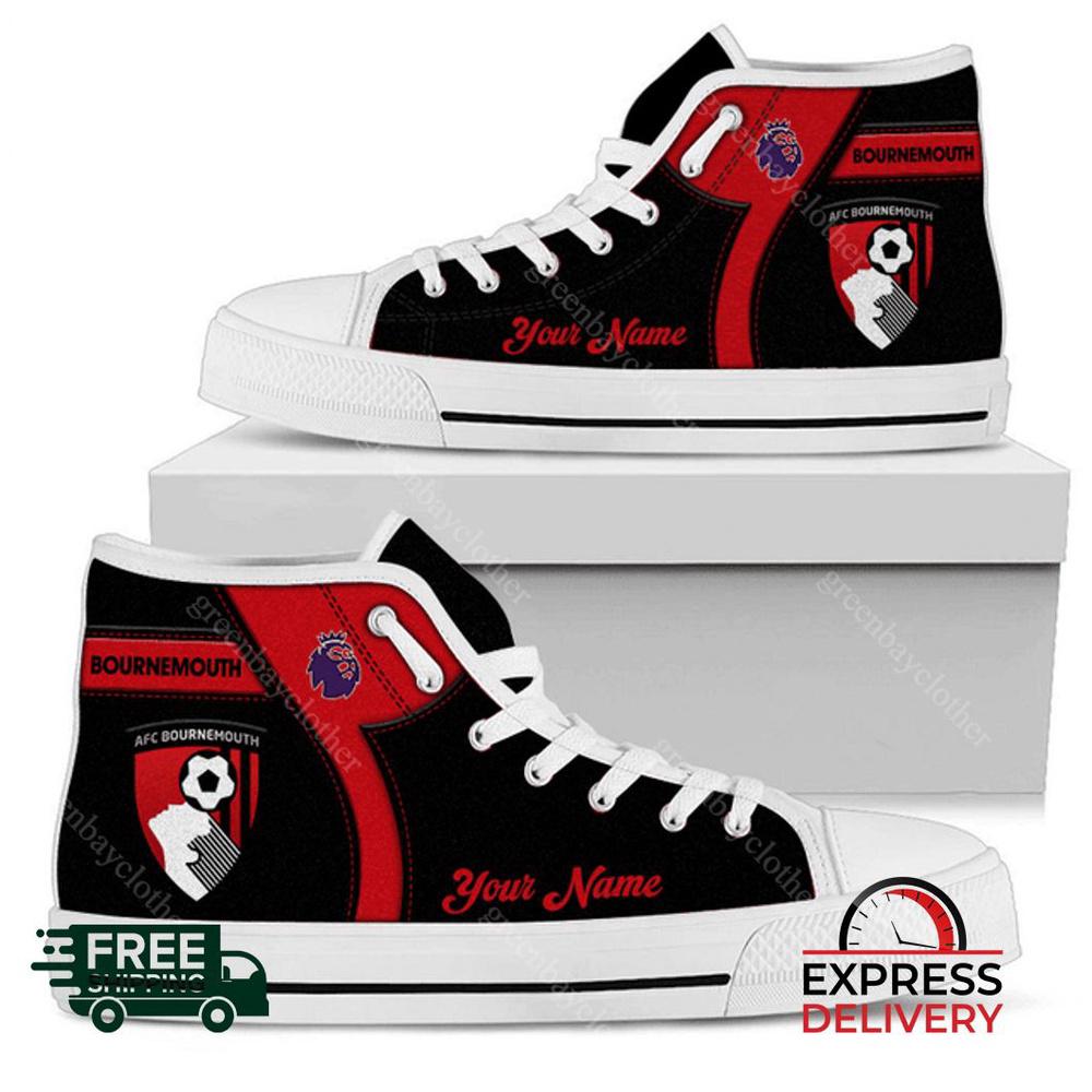 A.F.C. Bournemouth Personalzied High Top Canvas Shoes A.F.C. Bournemouth Personalzied High Top Canvas Shoes