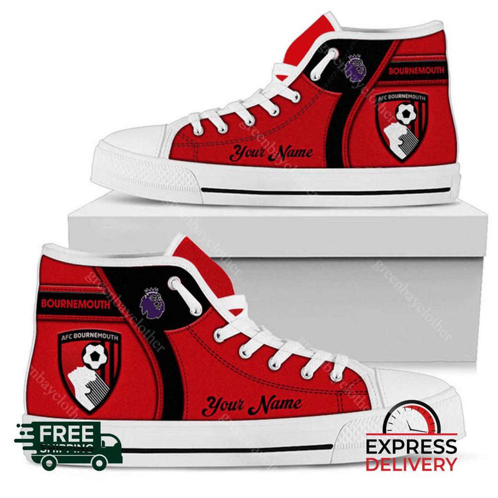 A.F.C. Bournemouth Personalzied High Top Canvas Shoes A.F.C. Bournemouth Personalzied High Top Canvas Shoes