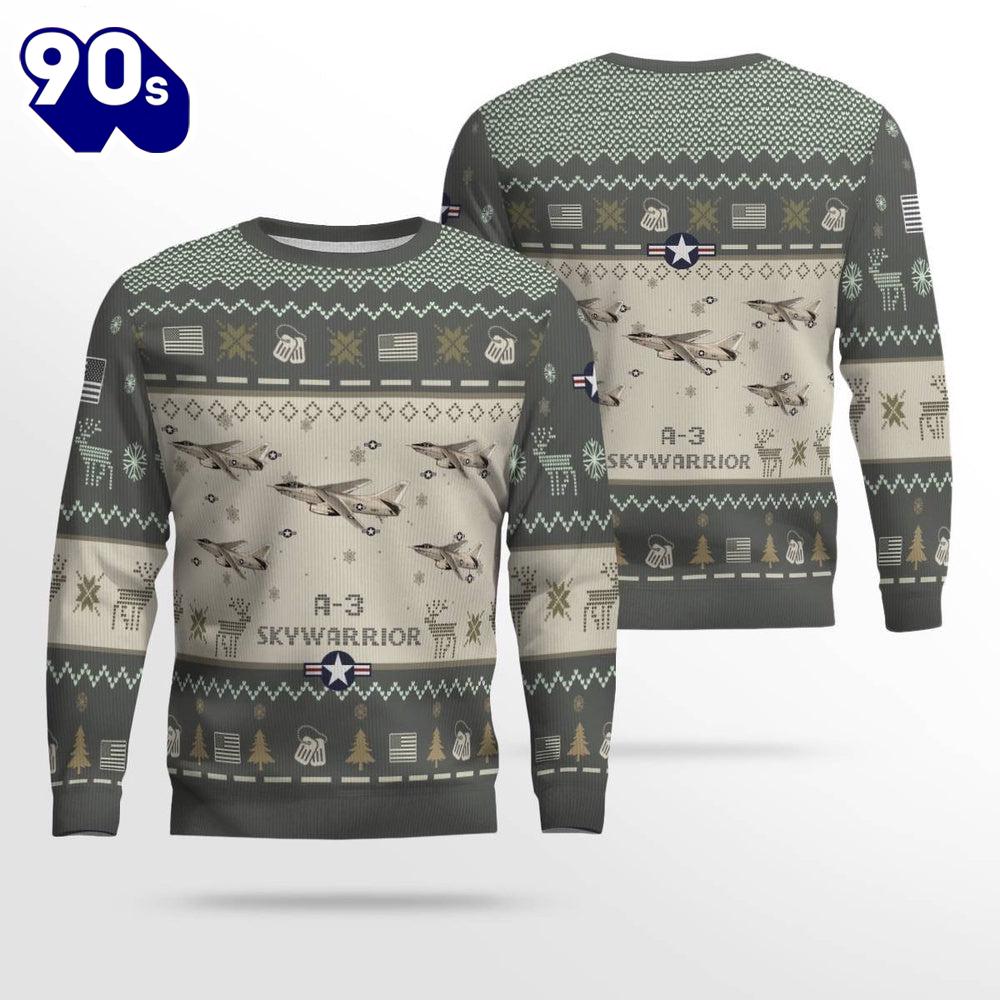 Merry Christmas Air Force Ugly Christmas Sweater, A-3 Skywarrior A3 Aircraft Ugly Christmas Sweater Merry Christmas Air Force Ugly Christmas Sweater, A-3 Skywarrior A3 Aircraft Ugly Christmas Sweater