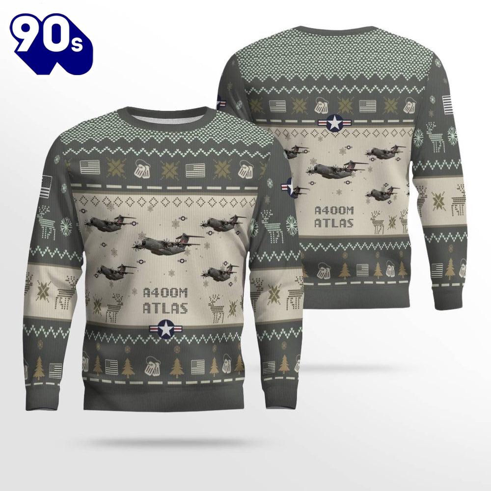 Merry Christmas Air Force Ugly Christmas Sweater, Airbus A400M Atlas Aircraft Ugly Christmas Sweater Merry Christmas Air Force Ugly Christmas Sweater, Airbus A400M Atlas Aircraft Ugly Christmas Sweater