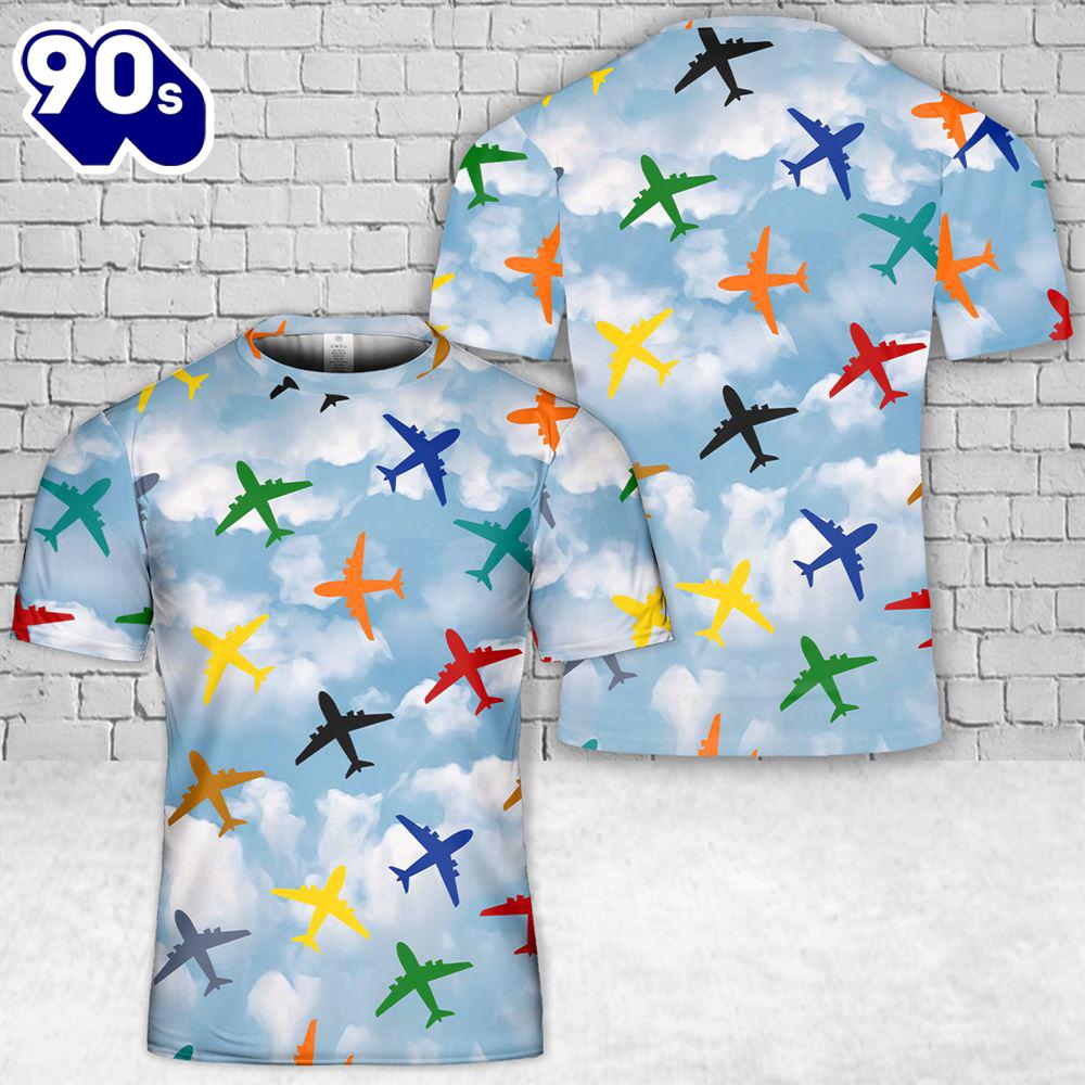 Airplane Colorful T-Shirt 3D - Veteran 3D Shirt Airplane Colorful T-Shirt 3D - Veteran 3D Shirt