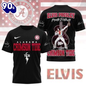 Alabama Crimson Tide x Elvis Presley Football Jersey T-Shirt Black