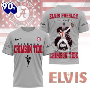 Alabama Crimson Tide x Elvis Presley Football Jersey T-Shirt Gray
