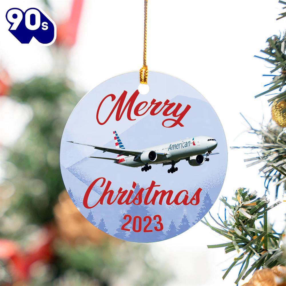 American Airlines Boeing 777-300ER Merry Christmas 2023 Ceramic Ornament American Airlines Boeing 777-300ER Merry Christmas 2023 Ceramic Ornament