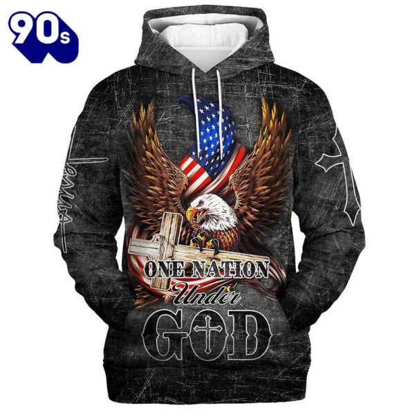 American Eagle Usa Flag 3D Hoodie One Nation Under God Hoodies