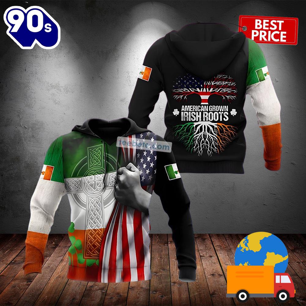 American Grown Irish Roots St Patrick Black 3D Realistic Hoodie 2025 American Grown Irish Roots St Patrick Black 3D Realistic Hoodie 2025