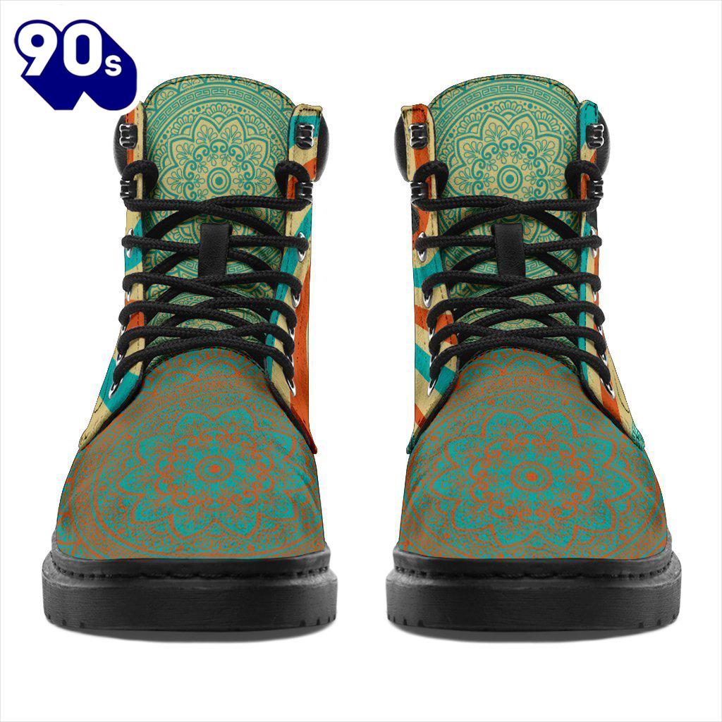 American Shepherd Dog Leather Boots Shoes Funny Hippie Style American Shepherd Dog Leather Boots Shoes Funny Hippie Style