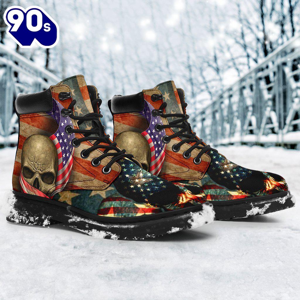 American Skull Leather Boots American Flag Shoes Amazing Gift American Skull Leather Boots American Flag Shoes Amazing Gift