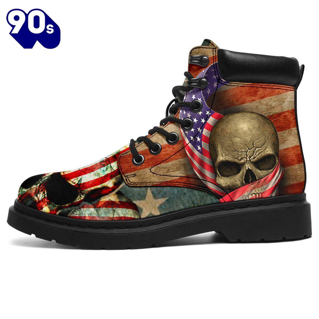 American Skull Leather Boots American Flag Shoes Amazing Gift American Skull Leather Boots American Flag Shoes Amazing Gift
