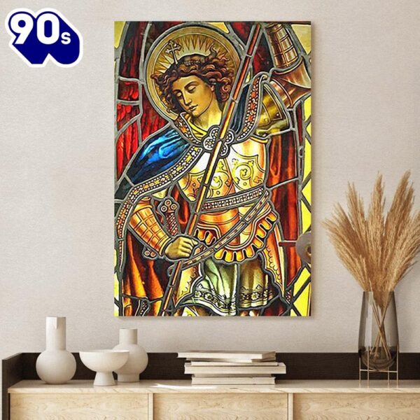 Archangel Michael Wall Art Canvas Painting – Catholic Canvas Wall Art  Gift For Christmas