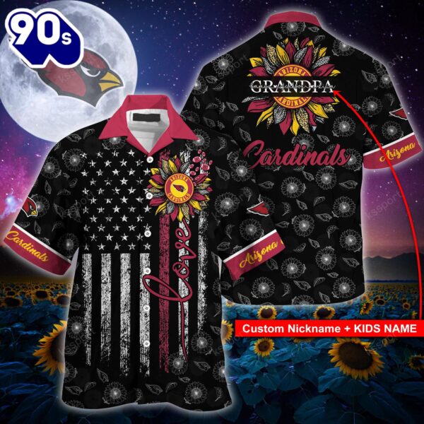 Arizona Cardinals NFL-Hawaii Shirt Sunflower Custom Your Nickname,Kids Name Best Gift For Mother Day,Father Day