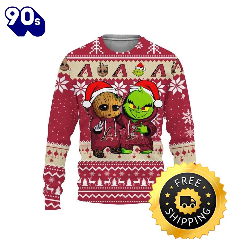 Arizona Diamondbacks Baby Groot And Grinch Best Friends Ugly Christmas Sweater, Arizona Diamondbacks Ugly Sweater, MLB Christmas Sweater Arizona Diamondbacks Baby Groot And Grinch Best Friends Ugly Christmas Sweater, Arizona Diamondbacks Ugly Sweater, MLB Christmas Sweater