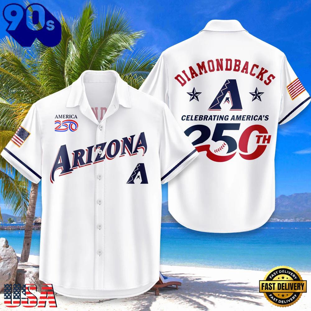 Arizona Diamondbacks USA Flag 250 Years of Freedom Anniversary 1776-2026 Aloha Hawaiian Shirt Arizona Diamondbacks USA Flag 250 Years of Freedom Anniversary 1776-2026 Aloha Hawaiian Shirt