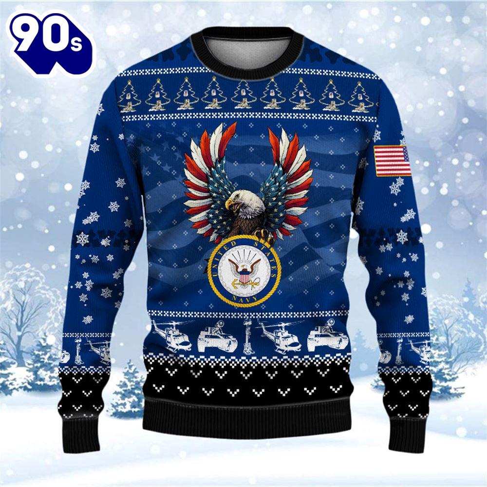 Armed Forces Usn Navy Veteran Military Soldier Ugly Gift Veteran Christmas Sweater Armed Forces Usn Navy Veteran Military Soldier Ugly Gift Veteran Christmas Sweater