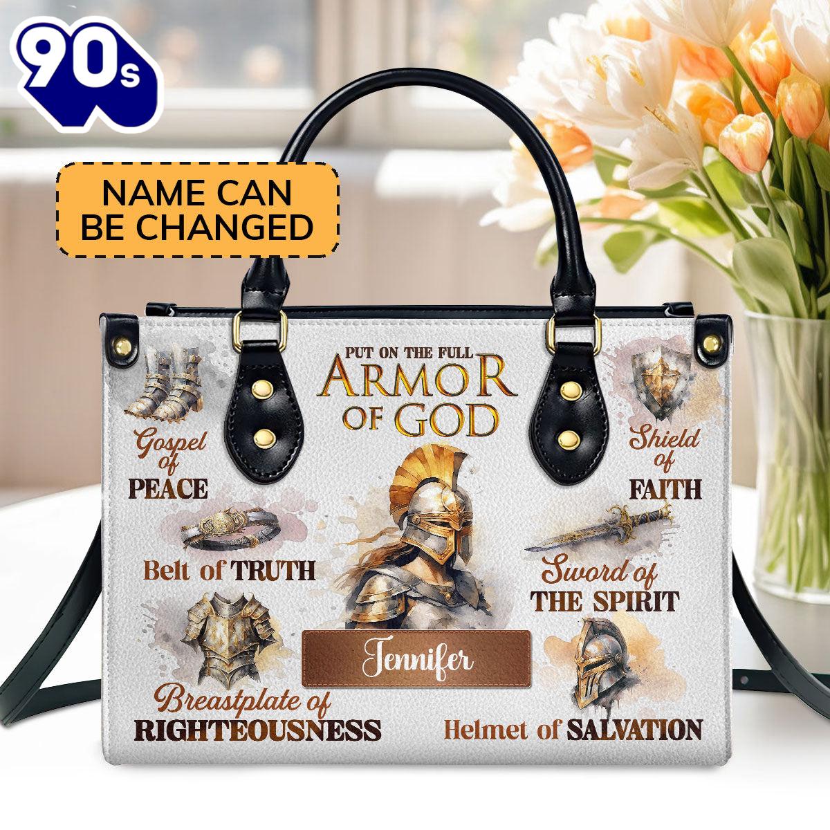 Armor Of God Personalized Leather Handbag With Handle For Women, Christian Bags Gift For Women Christmas Armor Of God Personalized Leather Handbag With Handle For Women, Christian Bags Gift For Women Christmas