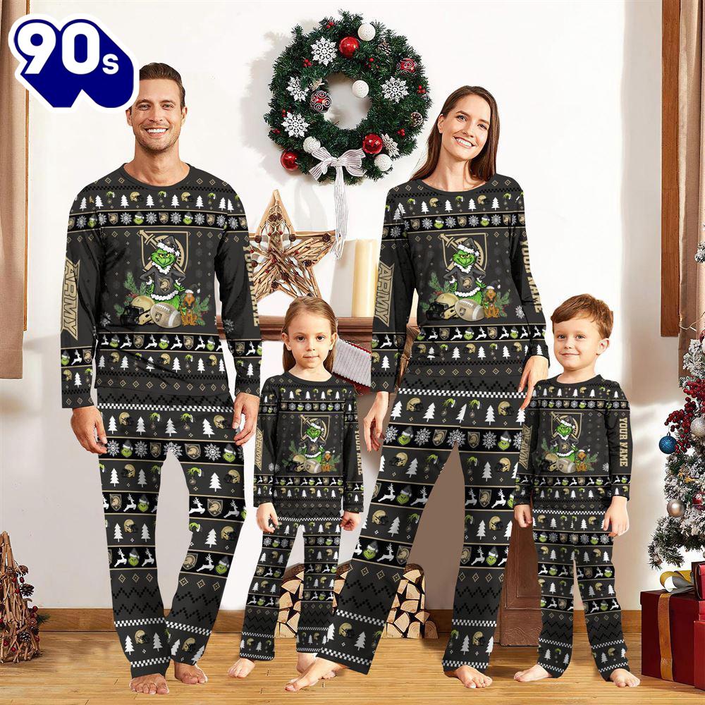 Army Black Knights NCAA Custom Name Grinch Christmas And Sport Team Pajama Set Gift Christmas Army Black Knights NCAA Custom Name Grinch Christmas And Sport Team Pajama Set Gift Christmas
