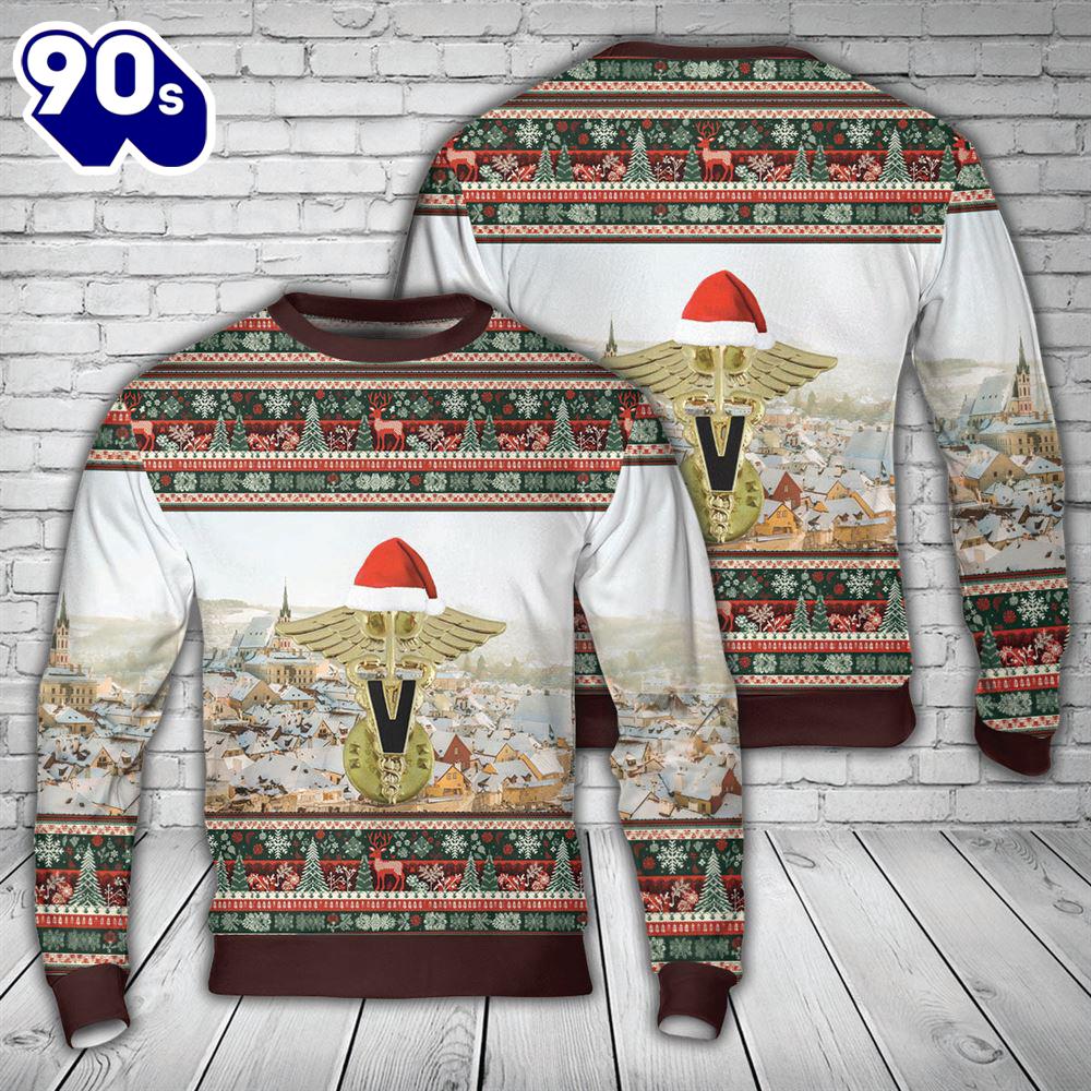 Army Military Veterinary Corps Branch Insignia Christmas Sweater Army Military Veterinary Corps Branch Insignia Christmas Sweater