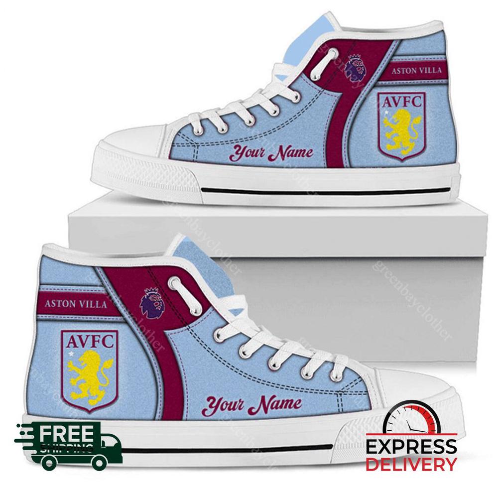 Aston Villa F.C Personalzied High Top Canvas Shoes Aston Villa F.C Personalzied High Top Canvas Shoes