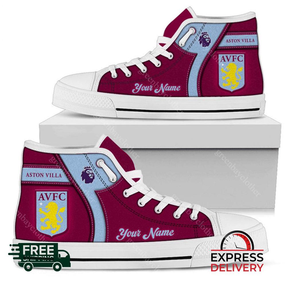 Aston Villa F.C Personalzied High Top Canvas Shoes Aston Villa F.C Personalzied High Top Canvas Shoes