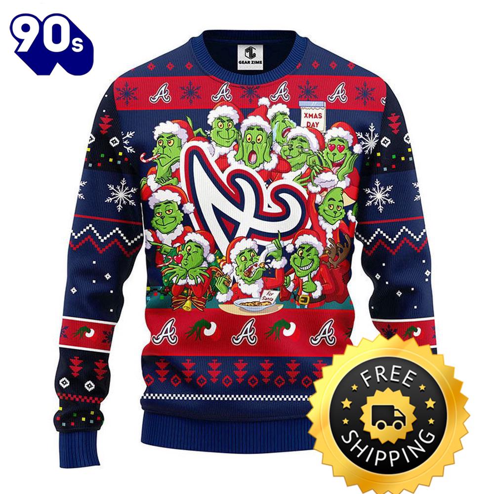 Atlanta Braves 12 Grinch Xmas Day Ugly Christmas Sweater, Atlanta Braves Ugly Sweater, MLB Christmas Sweater Atlanta Braves 12 Grinch Xmas Day Ugly Christmas Sweater, Atlanta Braves Ugly Sweater, MLB Christmas Sweater