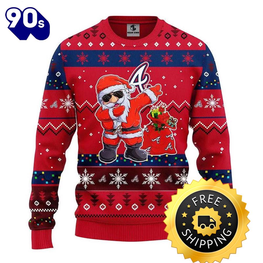 Atlanta Braves Dabbing Santa Claus Ugly Christmas Sweater, Atlanta Braves Ugly Sweater, MLB Christmas Sweater Atlanta Braves Dabbing Santa Claus Ugly Christmas Sweater, Atlanta Braves Ugly Sweater, MLB Christmas Sweater