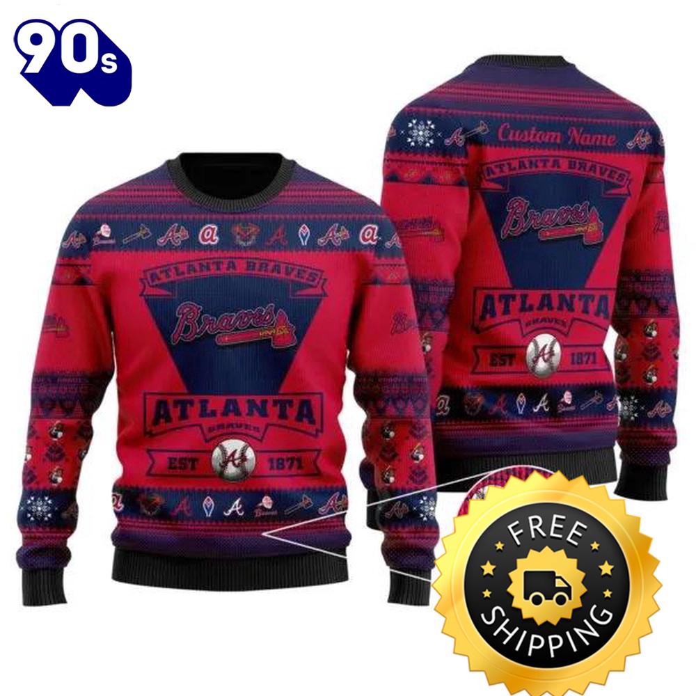 Atlanta Braves EST 1871 Custom MLB Christmas Ugly Sweater, Atlanta Braves Ugly Sweater, MLB Christmas Sweater Atlanta Braves EST 1871 Custom MLB Christmas Ugly Sweater, Atlanta Braves Ugly Sweater, MLB Christmas Sweater