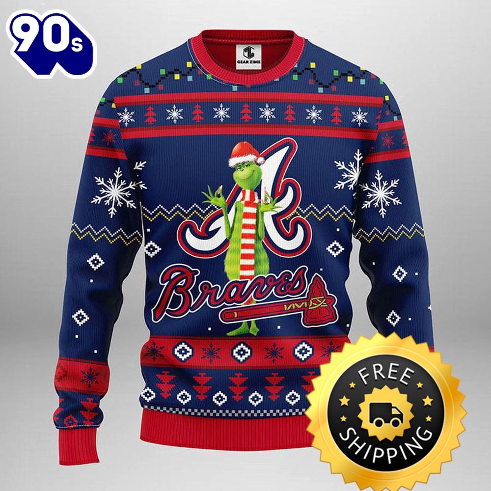 Atlanta Braves Funny Grinch Ugly Christmas Sweater, Atlanta Braves Ugly Sweater, MLB Christmas Sweater Atlanta Braves Funny Grinch Ugly Christmas Sweater, Atlanta Braves Ugly Sweater, MLB Christmas Sweater